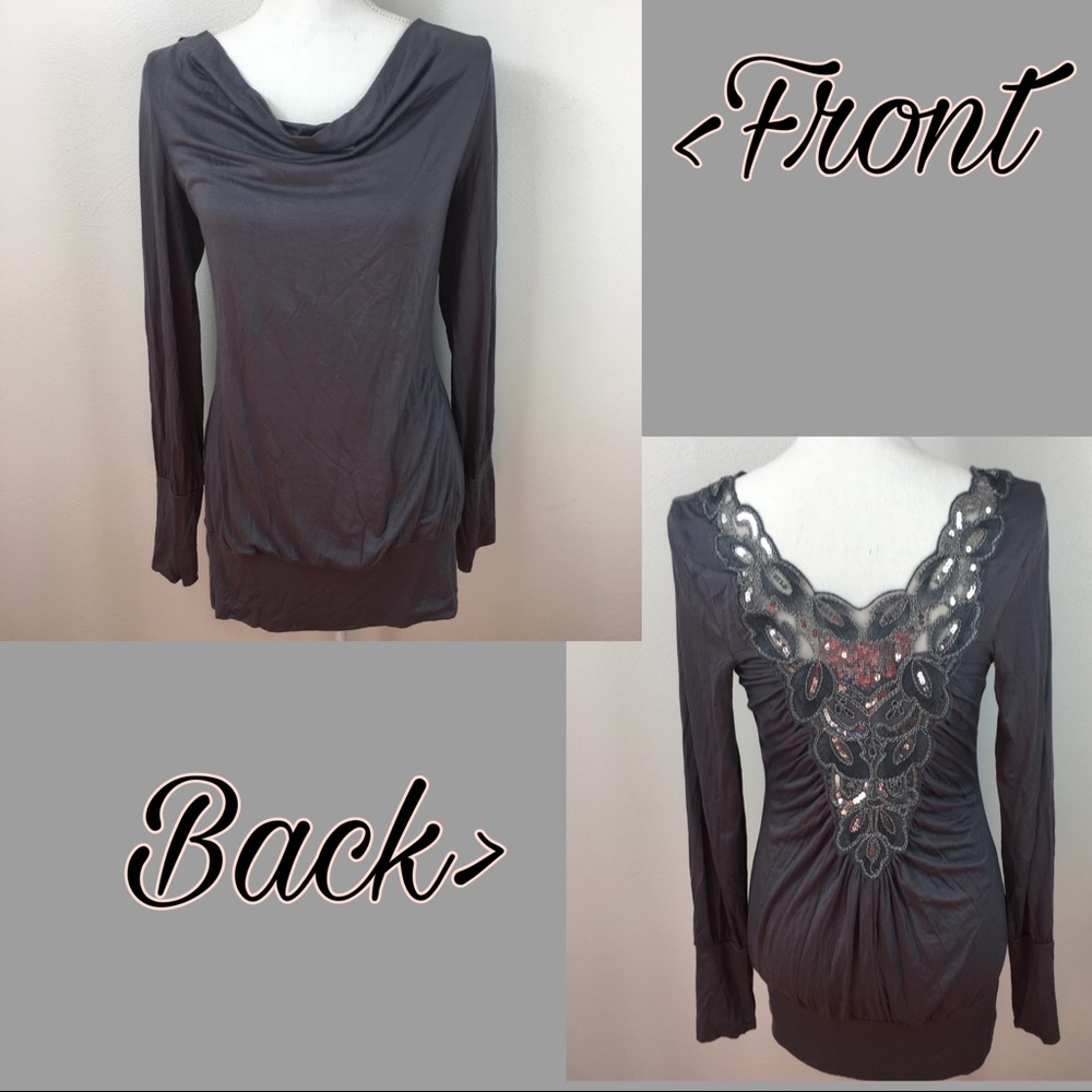 Maurices Long Sleeve Cowl Neck Bubble Hem Tunic